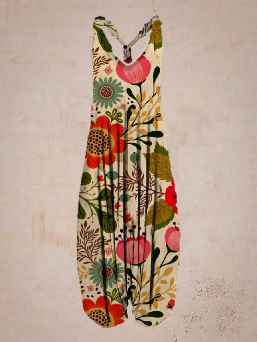 Printed Camisoles Loose-fit Jumpsuits