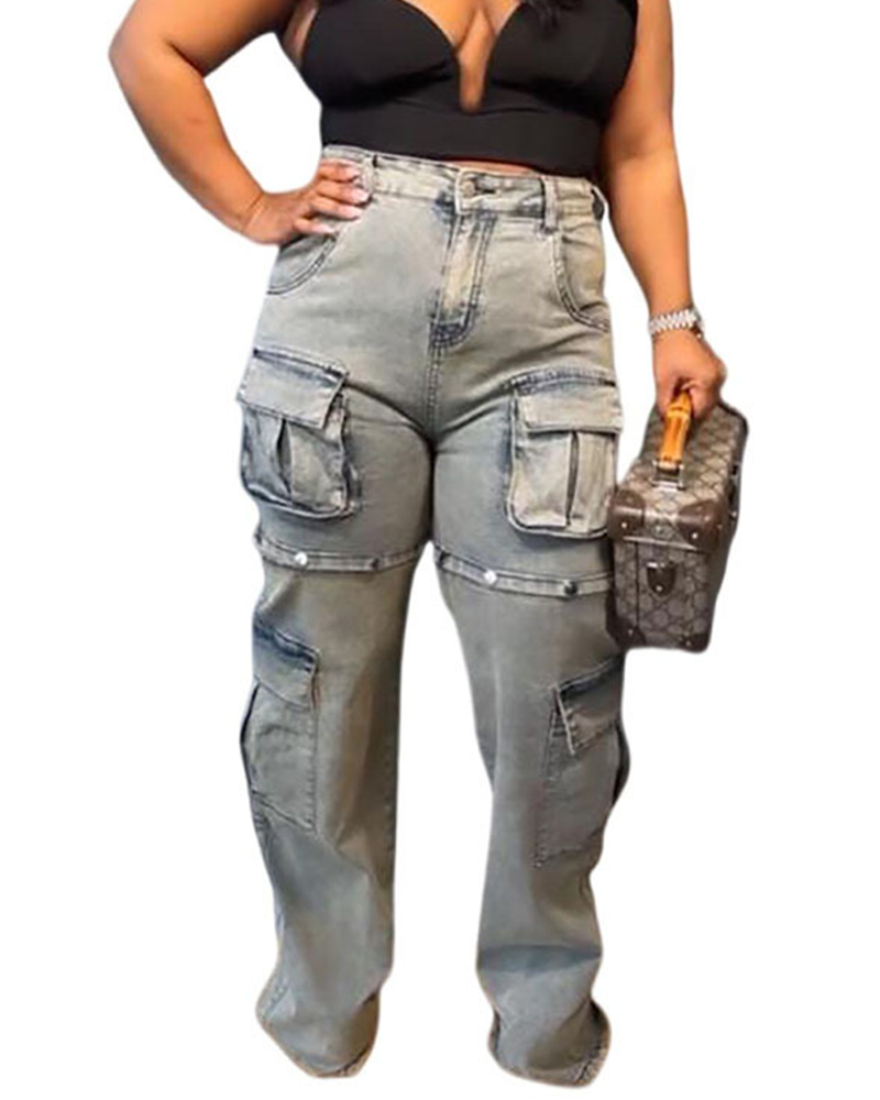 Detachable Button-Down Straight-Leg Pants