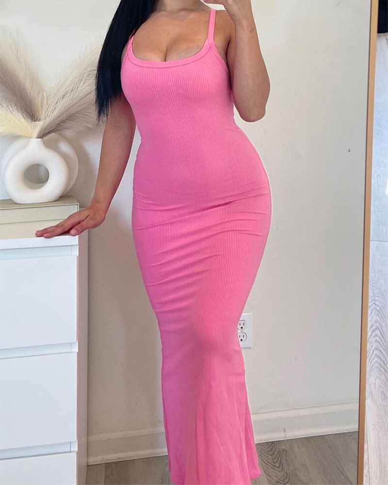 U-neck Sleeveless Slim High Waist Dress