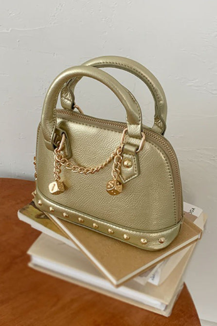 Stylish Metal Charm Sophisticated Top Handle Crossbody Bag