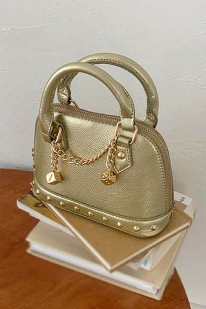 Stylish Metal Charm Sophisticated Top Handle Crossbody Bag