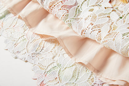 Floral Lace V-Neck Scalloped Edge Sleeveless Midi Dress