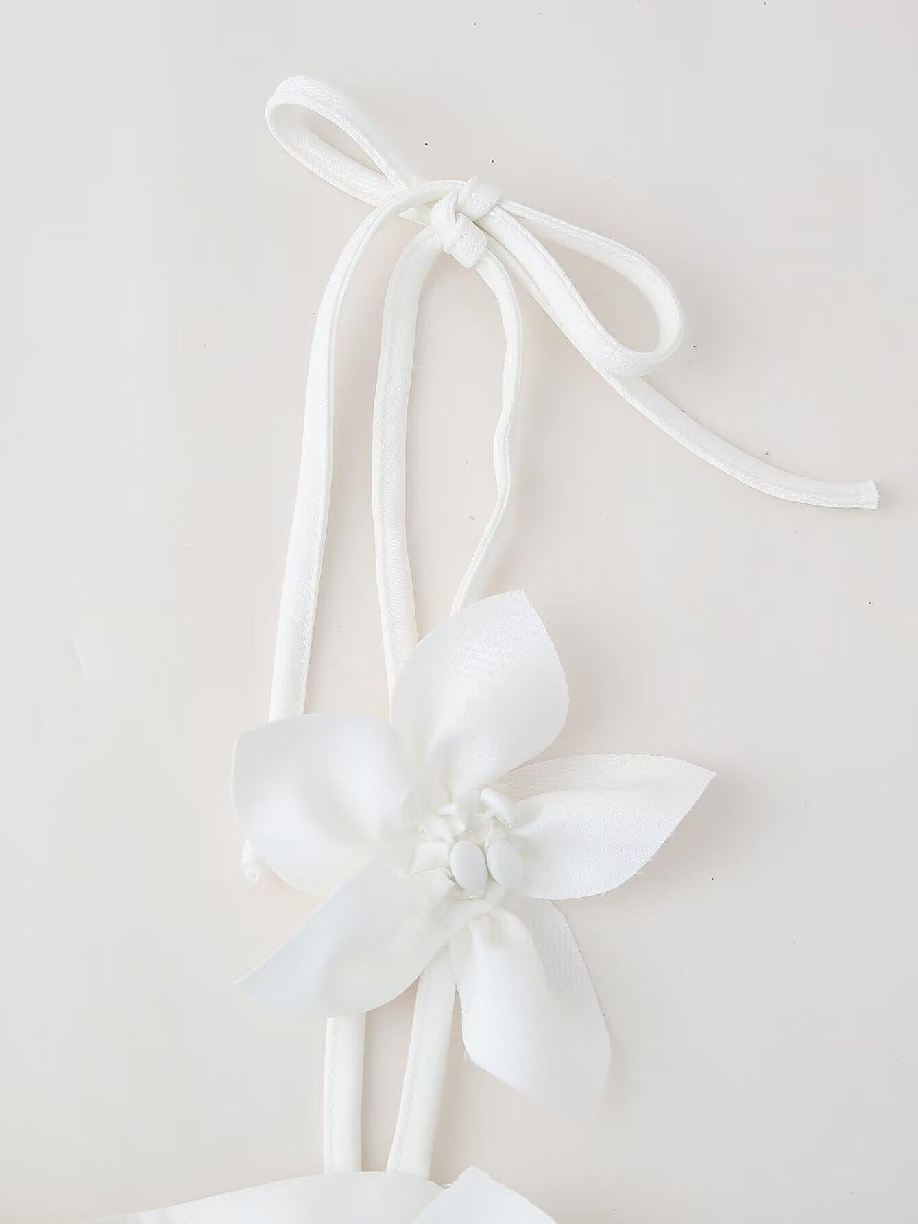 3D Floral Applique Vest Lace up Top