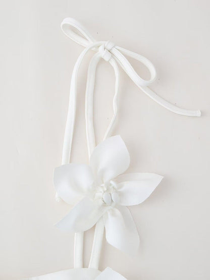 3D Floral Applique Vest Lace up Top