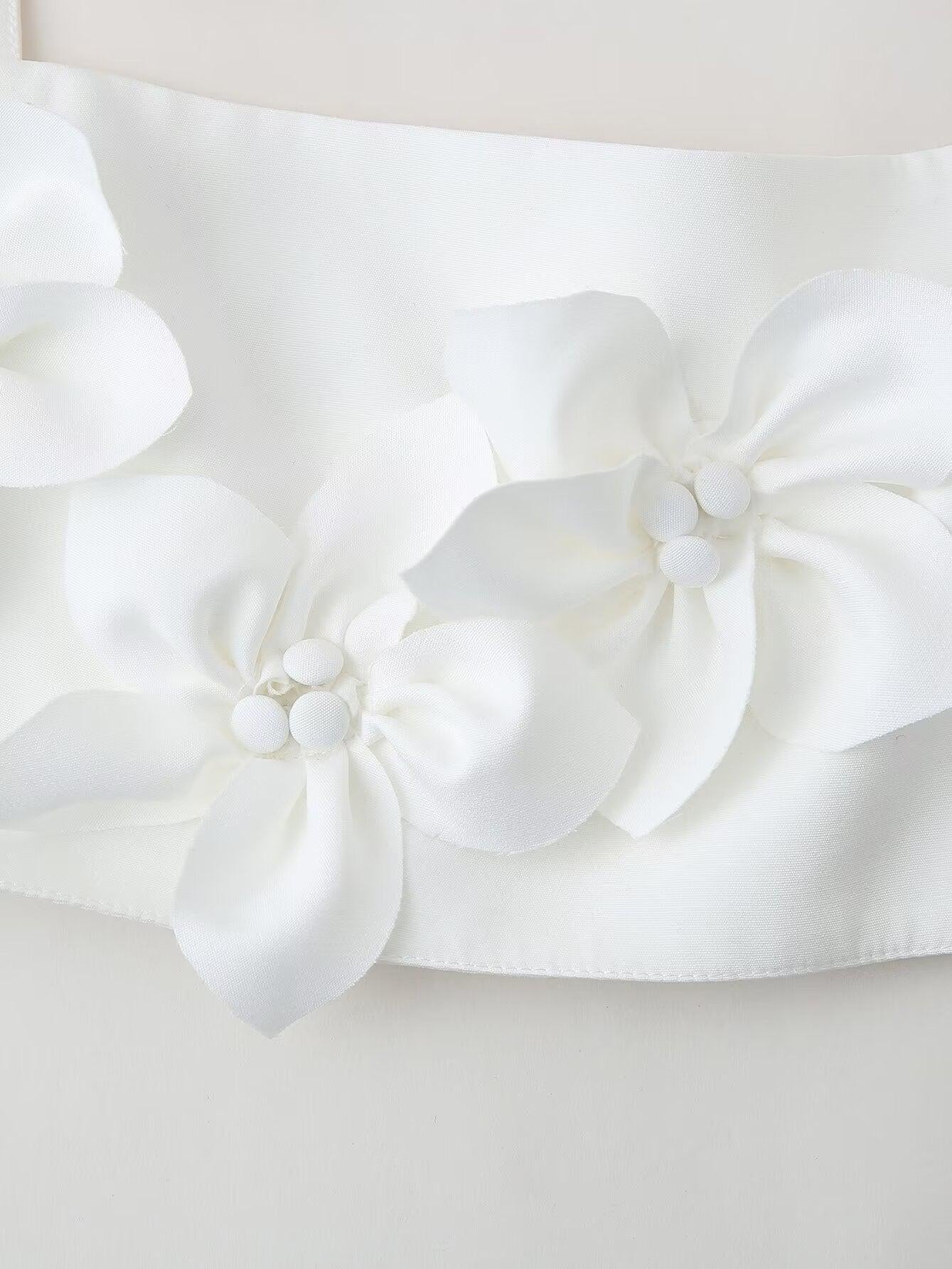 3D Floral Applique Vest Lace up Top