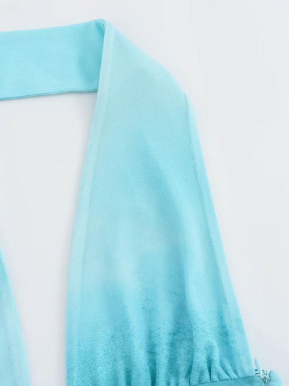 Halterneck Tie Dye Print Backless Dress