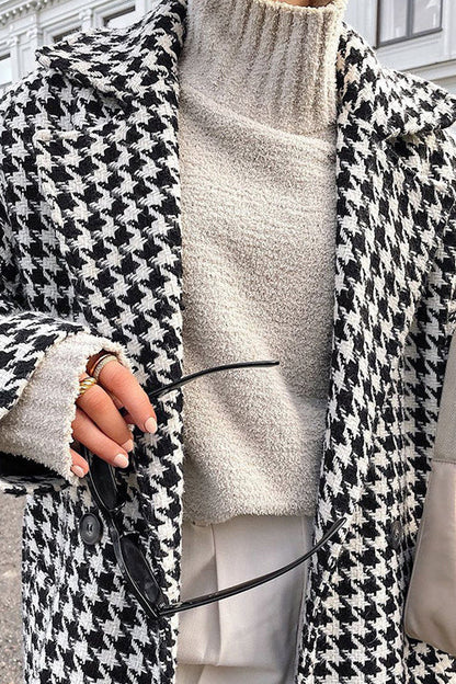 Long Houndstooth Trench High End Overcoat