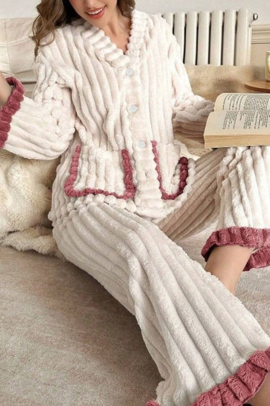 Floral Fleece Sleepwear Pajama Set