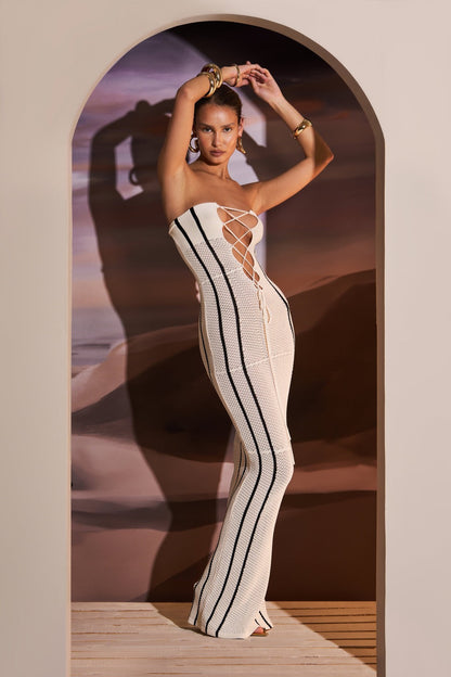 Olivia Strapless Lace Up Maxi Knit Dress