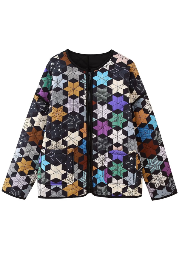 Loose Five-pointed Star Print Cotton Jacket