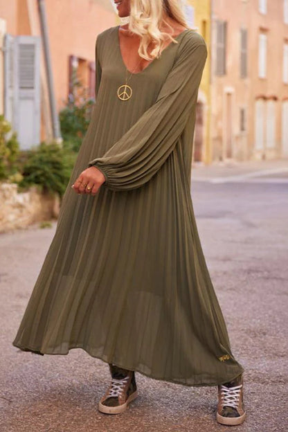 Cotton and Linen Patchwork Loose Maxi Dress