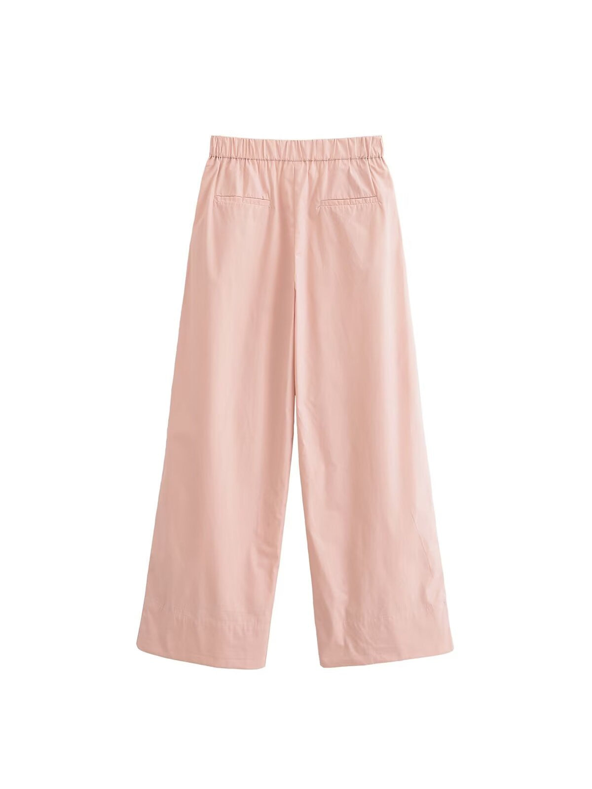 Poplin V neck Top & High Waist Wide Leg Pant Coord Set