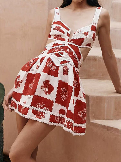 Pretty Lace Shoulder Strap Cutout Dress