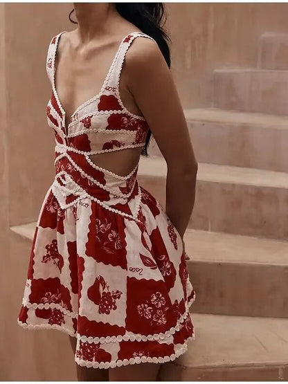 Pretty Lace Shoulder Strap Cutout Dress