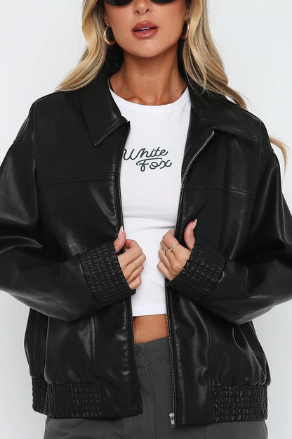 PU Leather Baseball Jacket