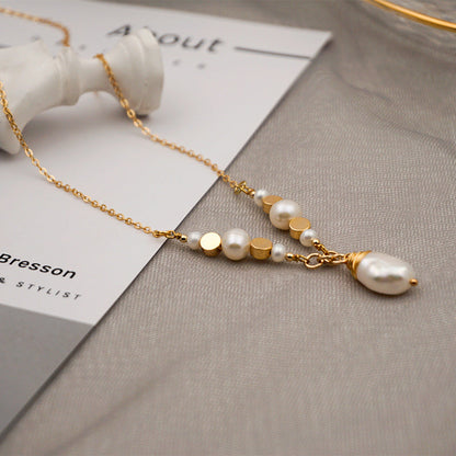 Baroque Pearl Drop Pendant Layered Necklace