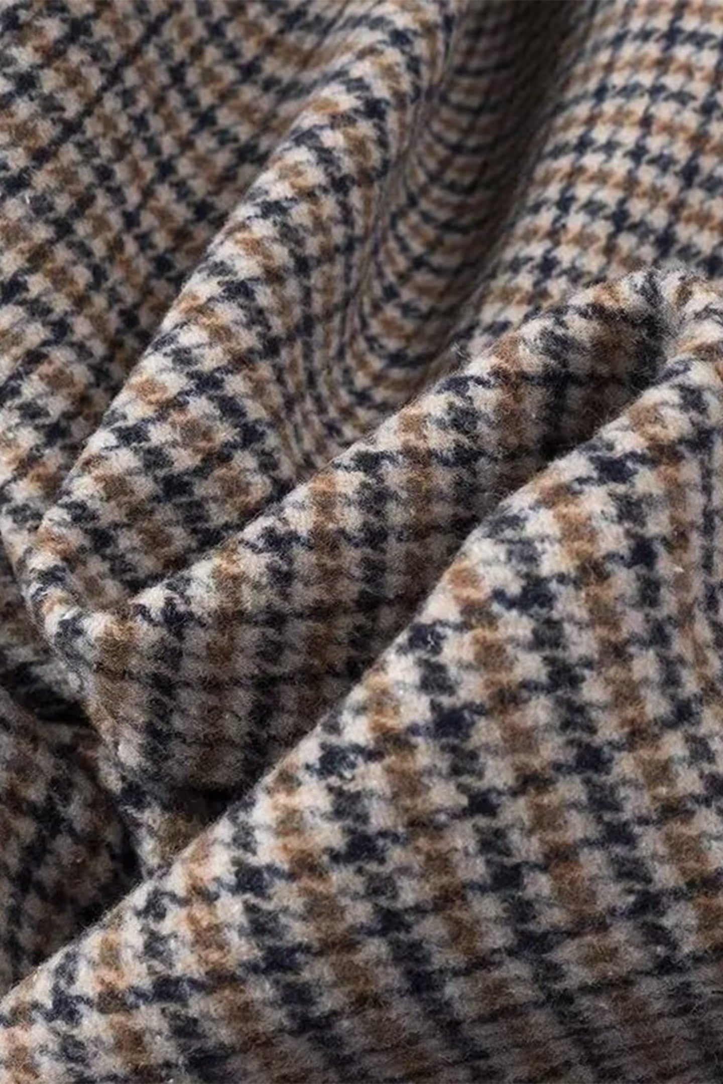 Houndstooth Long Sleeve Tweed Coat
