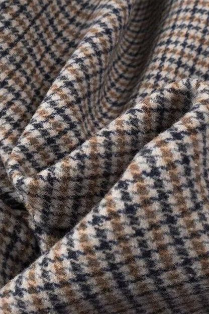 Houndstooth Long Sleeve Tweed Coat