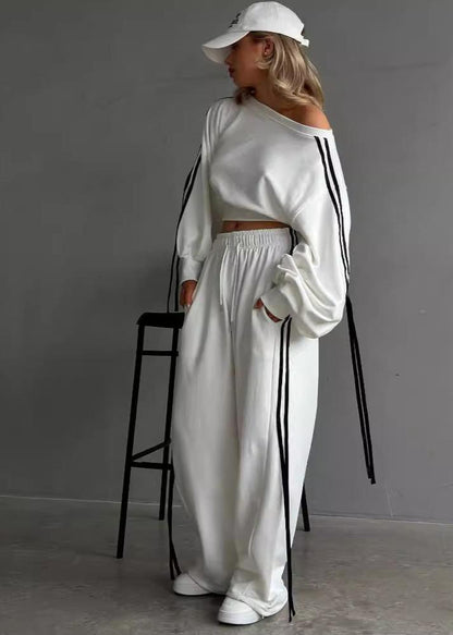 Ribbon Detail Loose Fit Sports Set