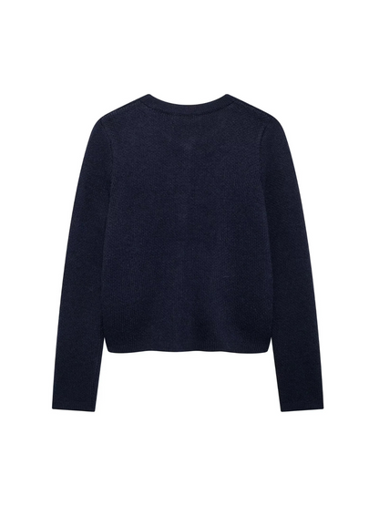 Gold Decorated Row Button Short Knitted Cardigan