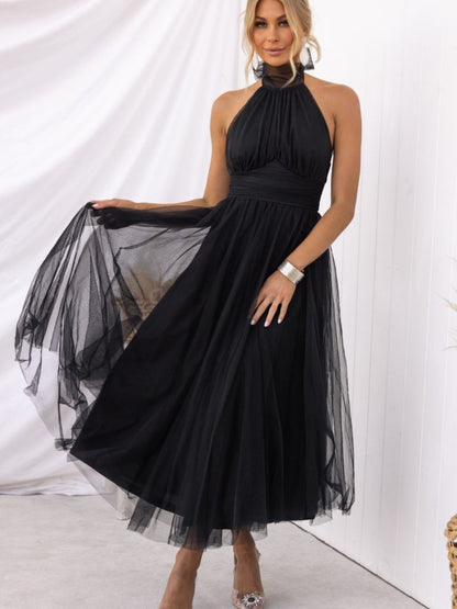 Halter Mesh Formal Dress Maxi Dresses