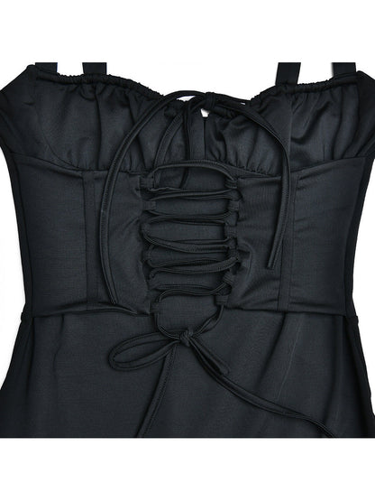 Lace Up Spaghetti Strap Fishtail Cami Dress