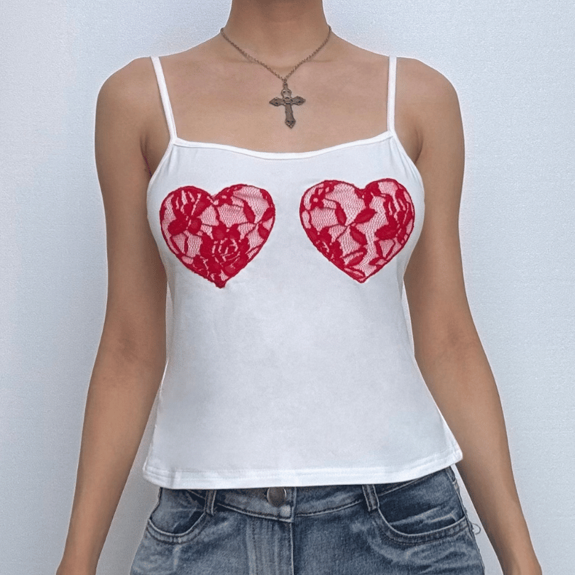 U neck sweetheart pattern cami top