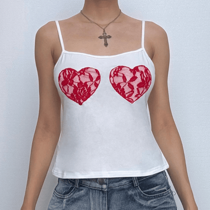 U neck sweetheart pattern cami top