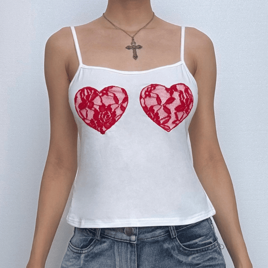 U neck sweetheart pattern cami top