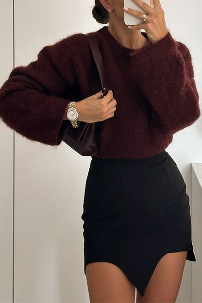 Casual Solid Crewneck Pullover Sweater