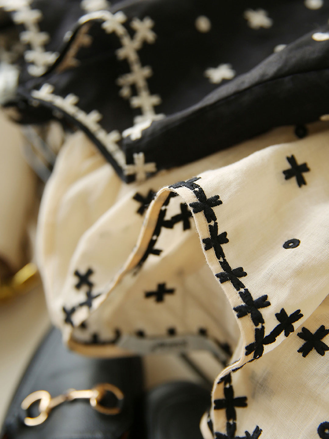 Alexa Classic Embroidered Round Neck Puff Sleeve Top