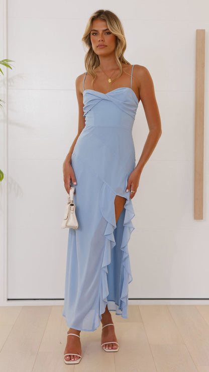 Seraphina - Ruffled Slit Maxi Dress