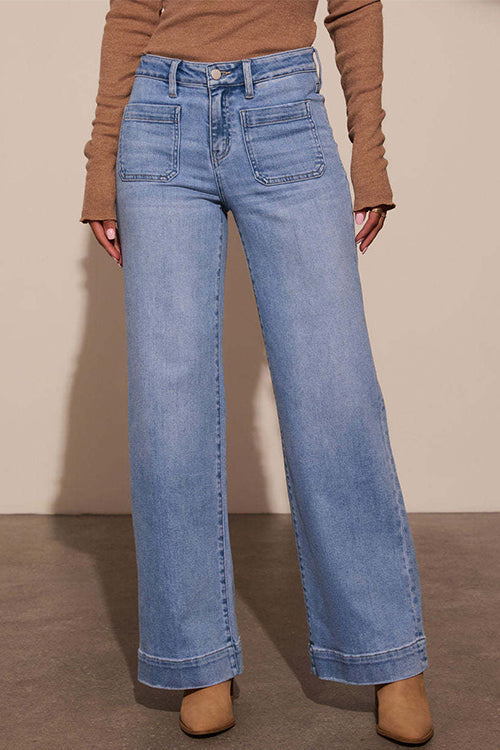 Chic Straight Wide Leg Denim Pants