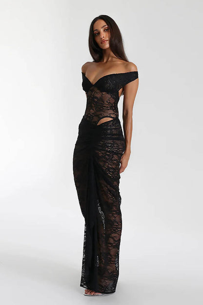 Lace Whisper – Backless Skirt Ensemble