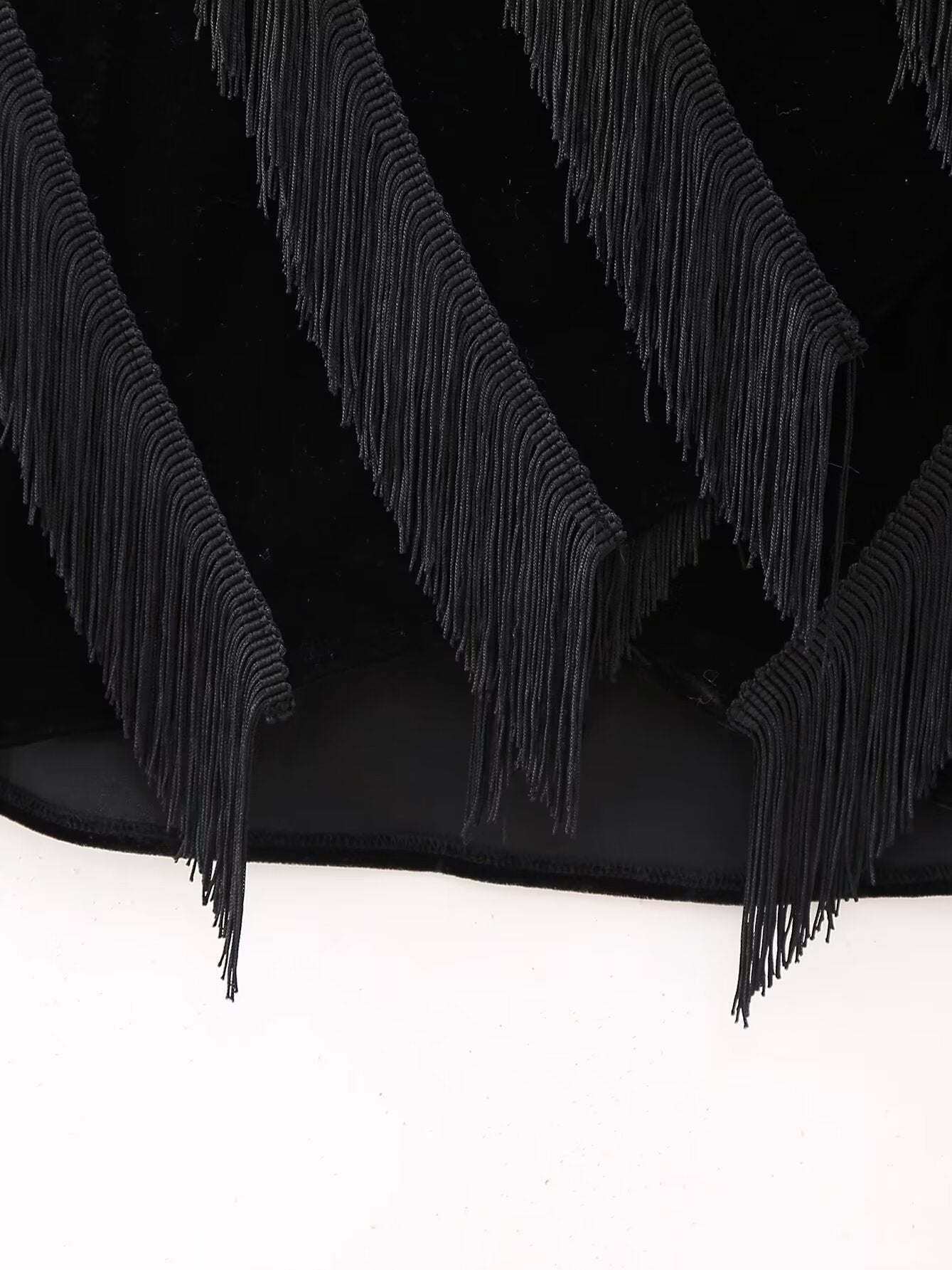 Tassel Fringe Velvet Waist Coat Vest Mini Skirt Set