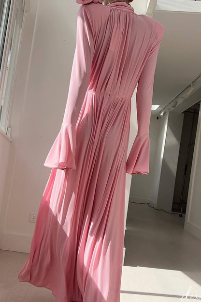 Luxury Vintage Cut-Out Deep V Halter 3D Floral Maxi Dress