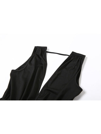 V Neck Ruched Cutout Backless Split Dress
