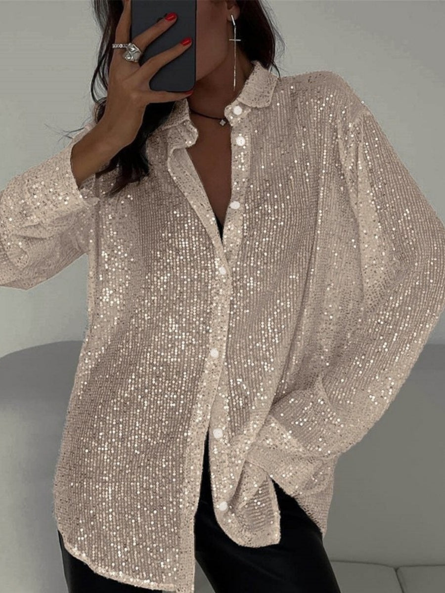 Long Sleeve Cardigan Sequins Design Shirts