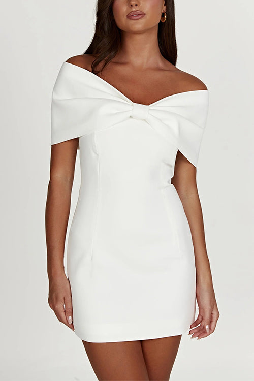 Bow Off Shoulder Bodycon Mini Party Dress