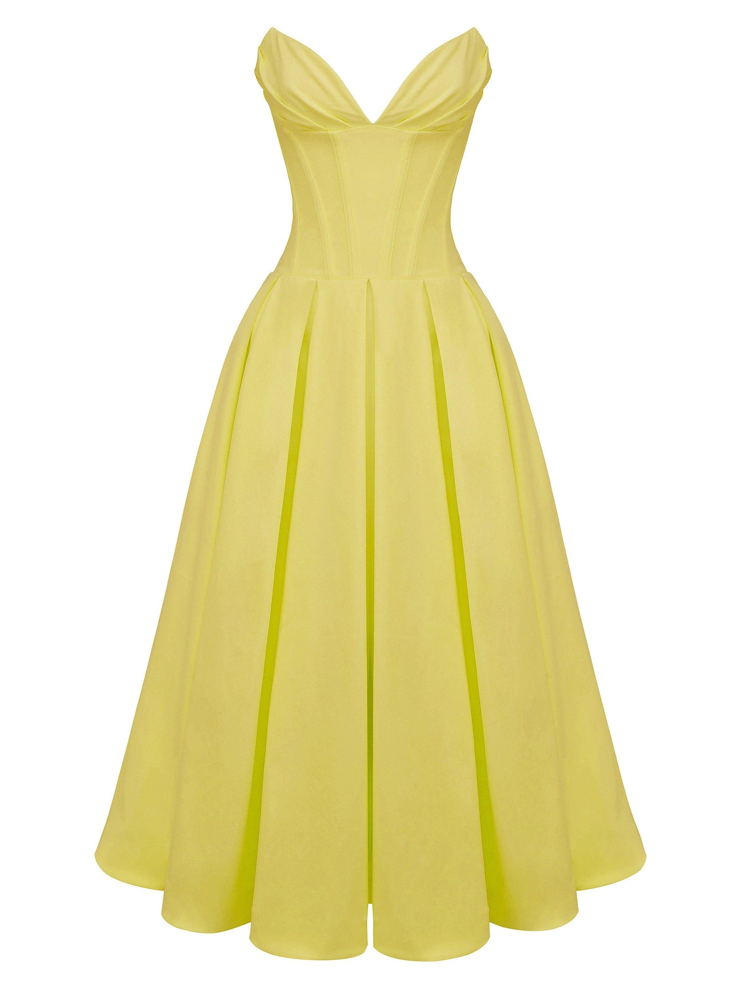 Tube Corset Pleated Flare Midi Dress
