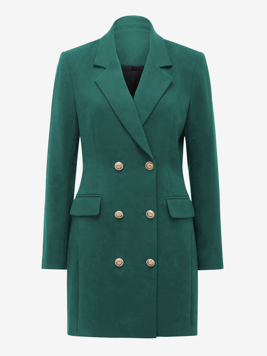 BlazerJacket For Women Turndown Collar Long Sleeves Mini Dresses