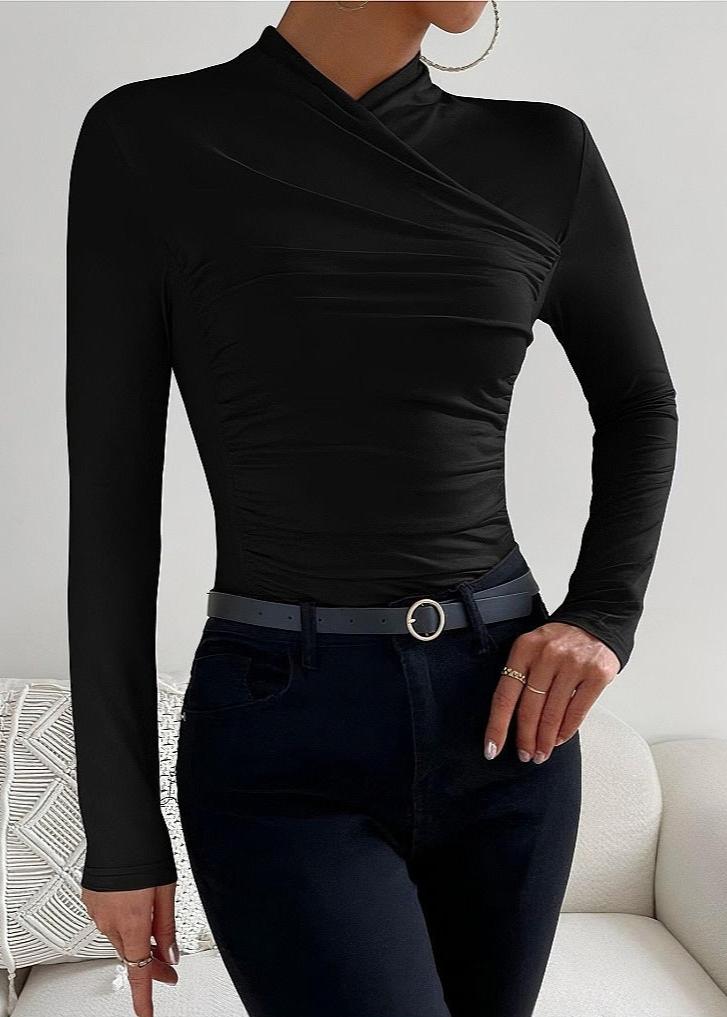 Chic Pleated Long Sleeve Top