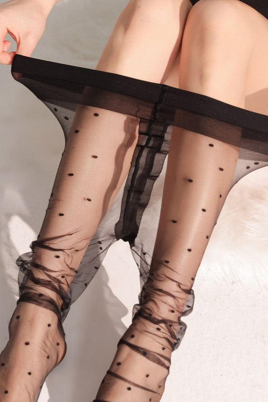 Sheer Polka Dot Snag Resist Non-Slip Tights