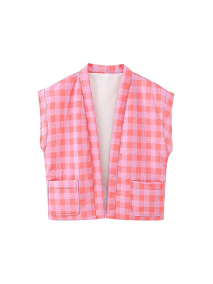 Gingham Print Jacket & Pant Coord Set