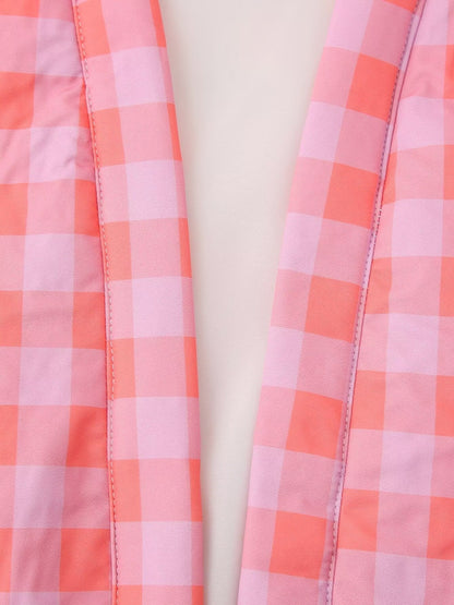 Gingham Print Jacket & Pant Coord Set
