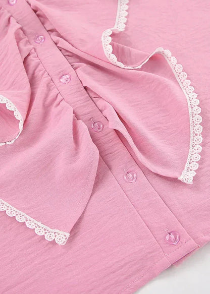 Ruffled Two-Piece Set with Lantern Sleeves