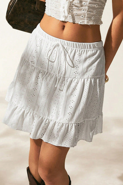 Solid Color Water-Soluble Jacquard Mini Skirt