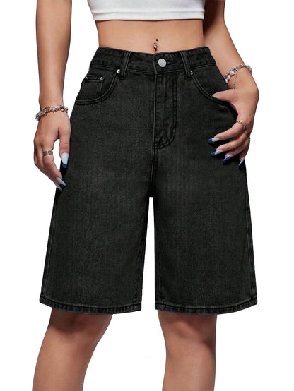 Women's Denim Shorts Mid-Low Waist Jean
