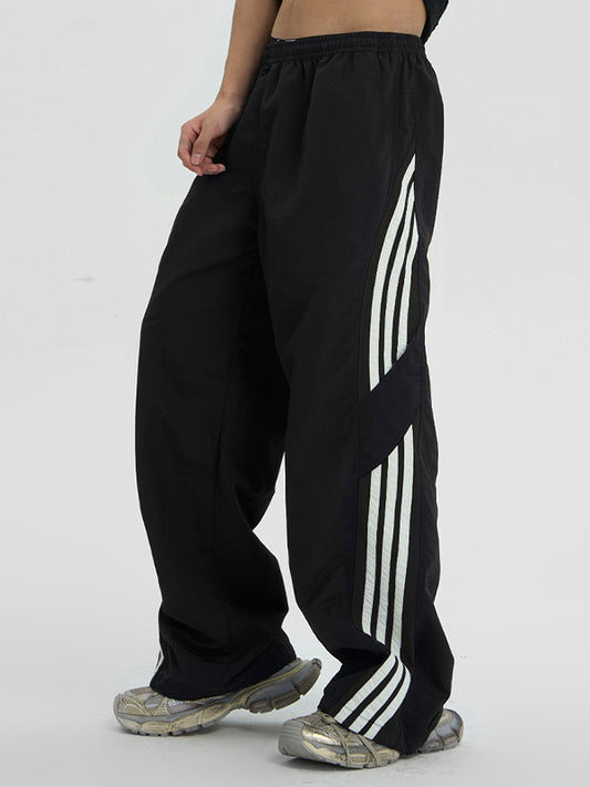 Stripe Print Wide Leg Pants