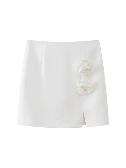 Red & White Halterneck Crop Waist Coat Vest & Skirt Coord Set